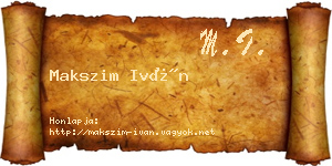Makszim Iván névjegykártya