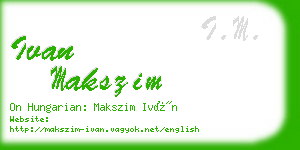 ivan makszim business card